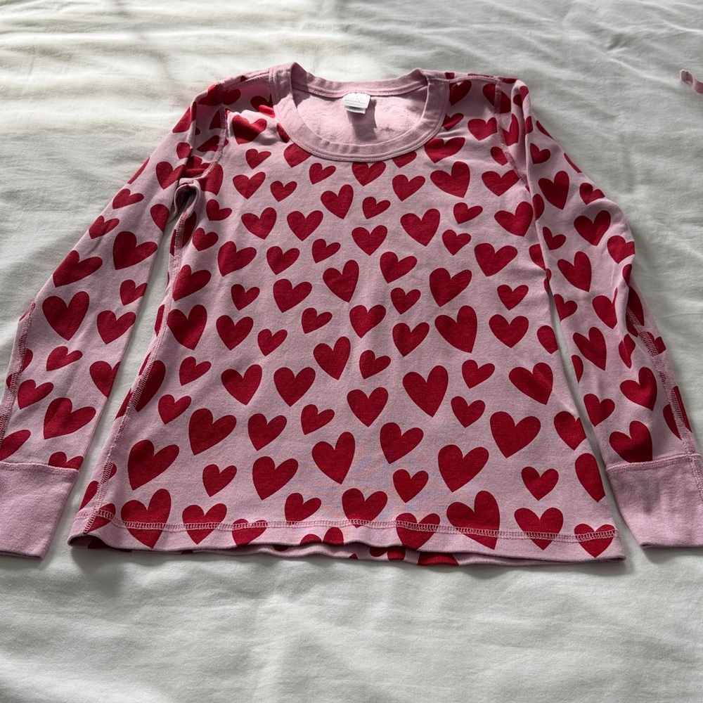 Hanna Andersson Pink Pajama Set with Red Hearts Adult Small Valentine’s Day - Picture 4 of 14